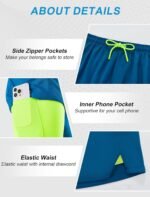 Mens Running Shorts 2 in 1 Gym Workout Shorts 7 inch Quick Dry Athletic Short with Liner Zip Pockets
