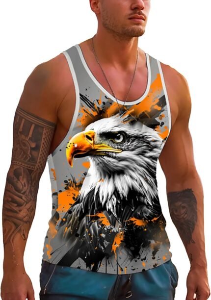 Mens Tank Tops Hawaiian Sleeveless Shirts Graphic Beach Coconut Tree Gym Tank Top