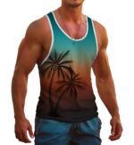 Mens Tank Tops Hawaiian Sleeveless Shirts Graphic Beach Coconut Tree Gym Tank Top