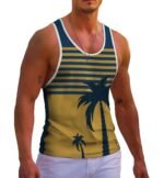 Mens Tank Tops Hawaiian Sleeveless Shirts Graphic Beach Coconut Tree Gym Tank Top