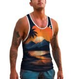 Mens Tank Tops Hawaiian Sleeveless Shirts Graphic Beach Coconut Tree Gym Tank Top