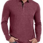 PEGENO Mens Polo Short/Long Sleeve Shirt Classic Button Basic Solid Color Designed Collared Polo Shirt Fashion Casual Shirts