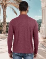 PEGENO Mens Polo Short/Long Sleeve Shirt Classic Button Basic Solid Color Designed Collared Polo Shirt Fashion Casual Shirts