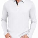 PEGENO Mens Polo Short/Long Sleeve Shirt Classic Button Basic Solid Color Designed Collared Polo Shirt Fashion Casual Shirts