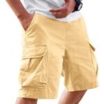 Runcati Mens Cargo Shorts Chino Cotton Drawstring Casual Shorts Summer Twill Outdoor Short Pants