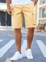 Runcati Mens Cargo Shorts Chino Cotton Drawstring Casual Shorts Summer Twill Outdoor Short Pants