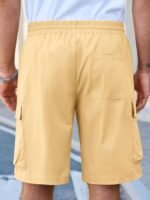 Runcati Mens Cargo Shorts Chino Cotton Drawstring Casual Shorts Summer Twill Outdoor Short Pants