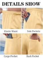 Runcati Mens Cargo Shorts Chino Cotton Drawstring Casual Shorts Summer Twill Outdoor Short Pants
