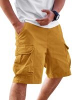Runcati Mens Cargo Shorts Chino Cotton Drawstring Casual Shorts Summer Twill Outdoor Short Pants