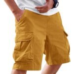 Runcati Mens Cargo Shorts Chino Cotton Drawstring Casual Shorts Summer Twill Outdoor Short Pants