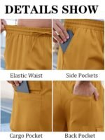 Runcati Mens Cargo Shorts Chino Cotton Drawstring Casual Shorts Summer Twill Outdoor Short Pants