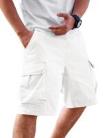 Runcati Mens Cargo Shorts Chino Cotton Drawstring Casual Shorts Summer Twill Outdoor Short Pants