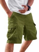 Runcati Mens Cargo Shorts Chino Cotton Drawstring Casual Shorts Summer Twill Outdoor Short Pants