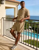 UOUA Mens Summer Track Suits 2 Piece Shorts Sets Short Sleeve Sweatsuit Outfits 1/4 Zip Golf Polo Shirts Loungewear