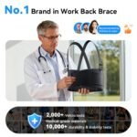 Work Back Brace for Men & Women, Adjustable Lower Back Support Belt with Suspenders for Back Pain Relief, Moving Construction Warehouse Heavy Lifting Safety & Protection (Black,...