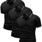 ZITY 3 Pack Men Polo Shirts Short Sleeve with Pocket Sport Wicking Shirts for Men Casual Athletic Collared T-Shirts