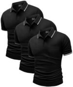 ZITY 3 Pack Men Polo Shirts Short Sleeve with Pocket Sport Wicking Shirts for Men Casual Athletic Collared T-Shirts