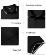 ZITY 3 Pack Men Polo Shirts Short Sleeve with Pocket Sport Wicking Shirts for Men Casual Athletic Collared T-Shirts
