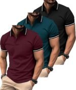 ZITY 3 Pack Men Polo Shirts Short Sleeve with Pocket Sport Wicking Shirts for Men Casual Athletic Collared T-Shirts