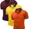 ZITY 3 Pack Men Polo Shirts Short Sleeve with Pocket Sport Wicking Shirts for Men Casual Athletic Collared T-Shirts