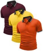 ZITY 3 Pack Men Polo Shirts Short Sleeve with Pocket Sport Wicking Shirts for Men Casual Athletic Collared T-Shirts