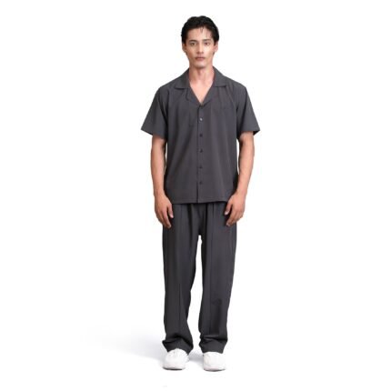 Vibe Button Down Shirt and Trouser Set - Black