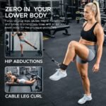 Fitness Ankle Strap for Cable Machine, 2PCS Comfort Adjustable Gym Ankle Cuff for Kickbacks, Glute Workouts Neoprene Padding, One Size Fit All Ankle, Ankle Bands for Working...